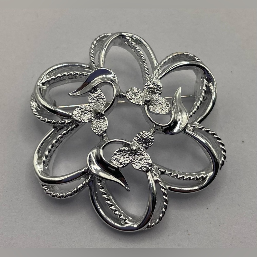 3 for $30 Vintage Sarah Coventry 1970s Brooch Pin Silver Tone Floral Signed